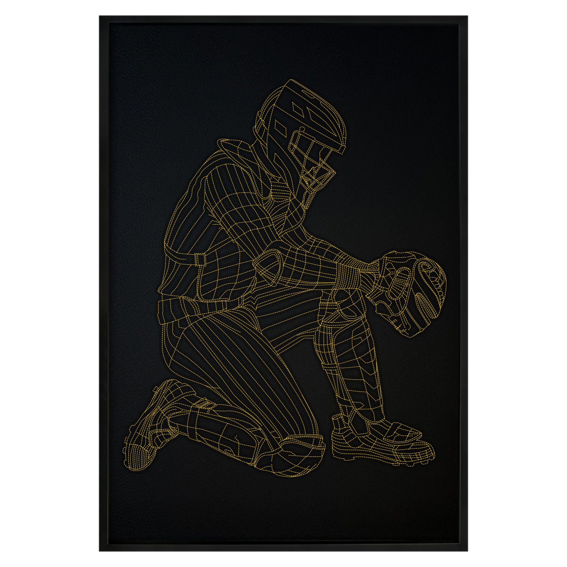 Arte de pared inspirado en jugadores de béisbol de cuero: puntada bordada