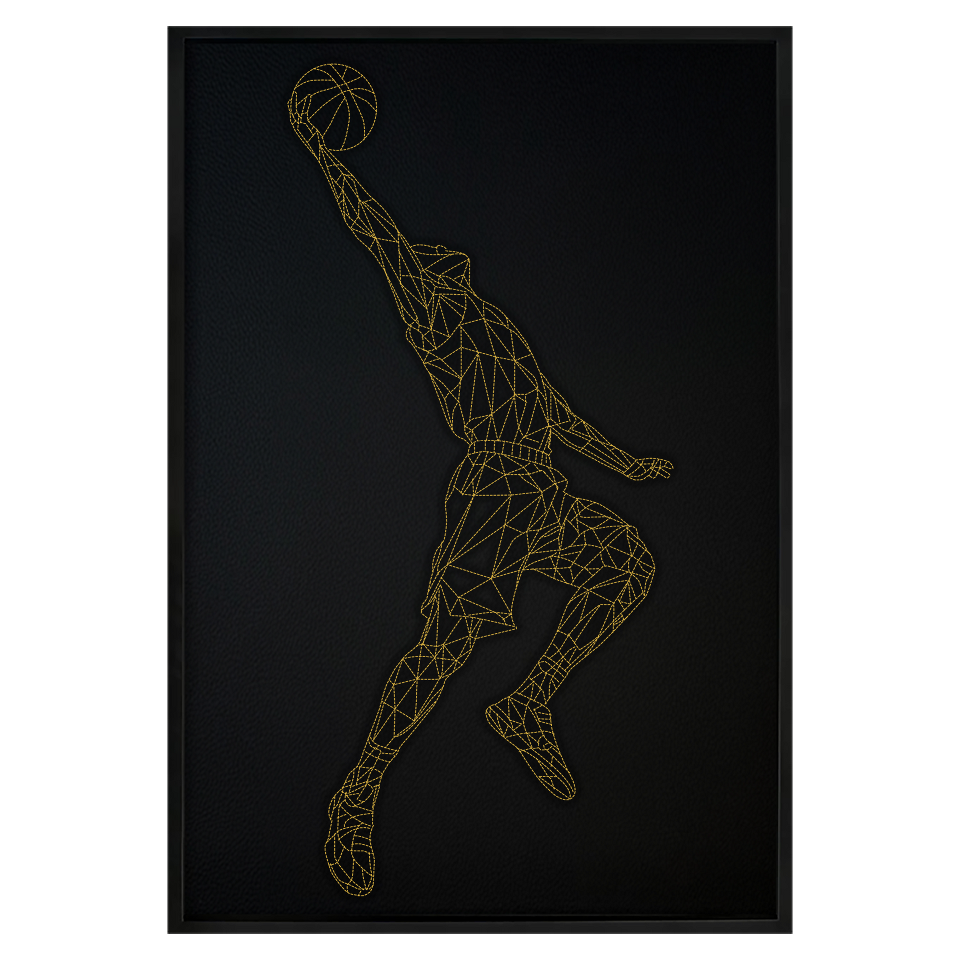 Arte de pared inspirado en el baloncesto de cuero: puntada bordada