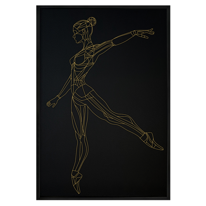 Leather Prima Ballerina Inspired Wall Art: Embroidered Stitch