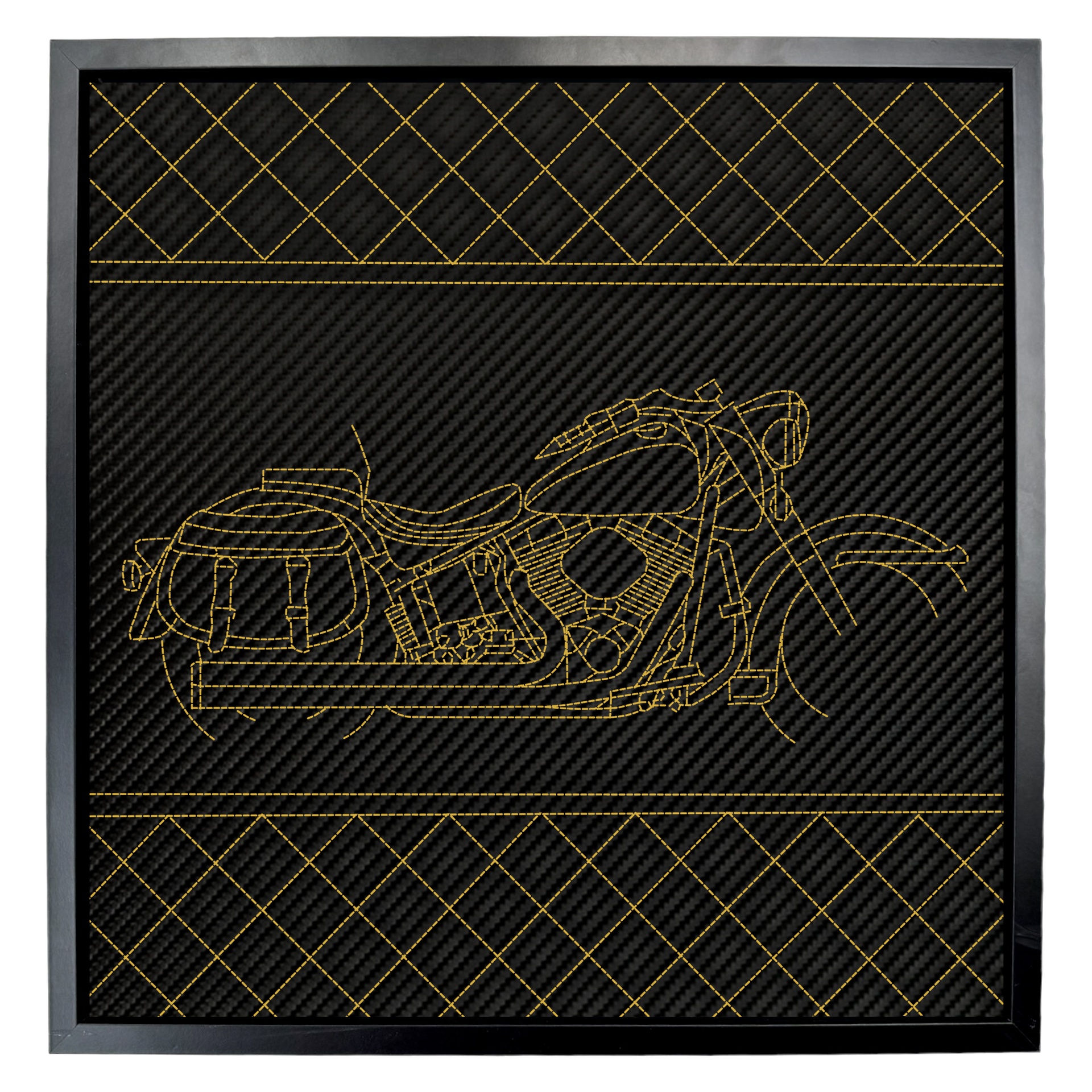 Carbon Leather Heritage Classic 1944 Inspired Wall Art: Embroidered Stitch
