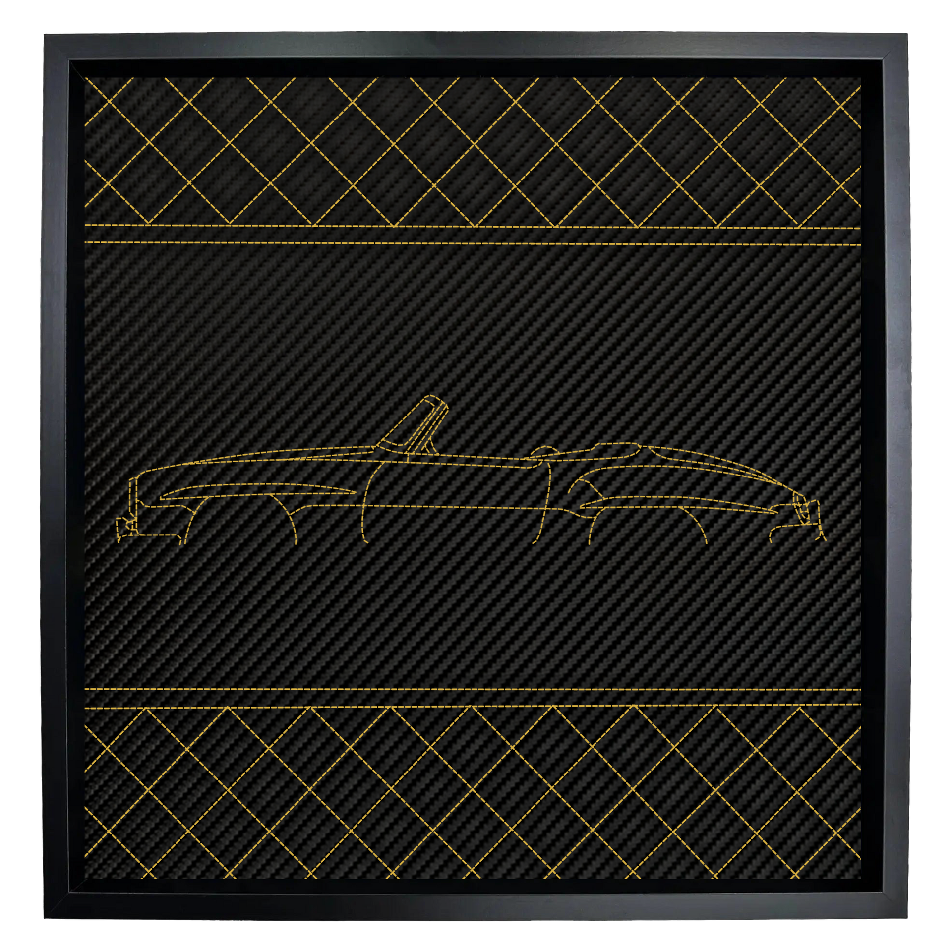 Carbon Leather E-Type Inspired Wall Art: Embroidered Stitch Luxury Decor