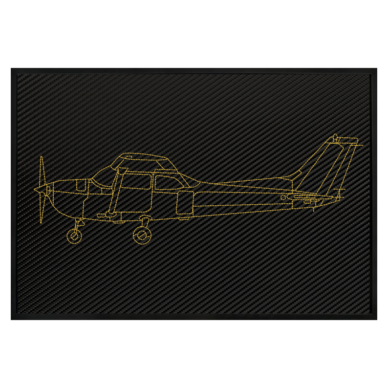 Carbon Leather Skyhawk 172 Inspired Wall Art: Embroidered Stitch