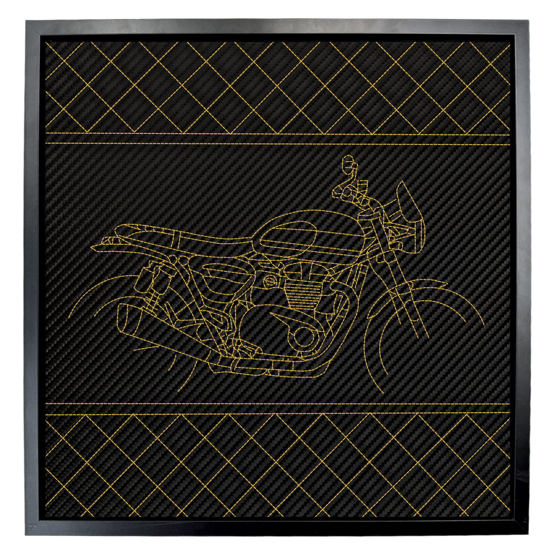 Carbon Leather Speed Twin Inspired Wall Art: Embroidered Stitch