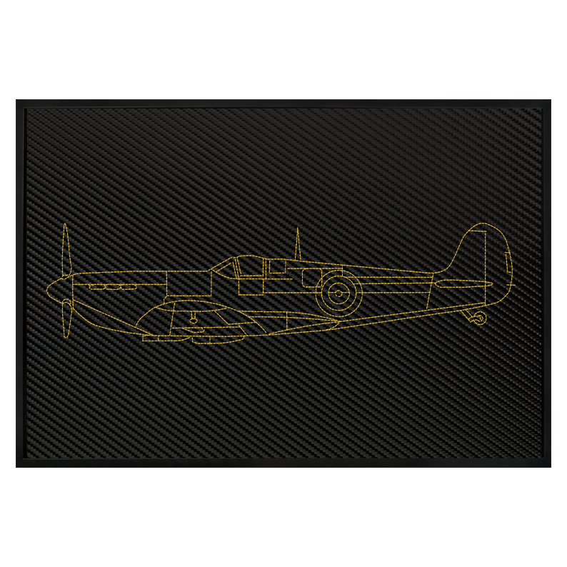 Carbon Leather Spitfire Mk II Inspired Wall Art: Embroidered Stitch