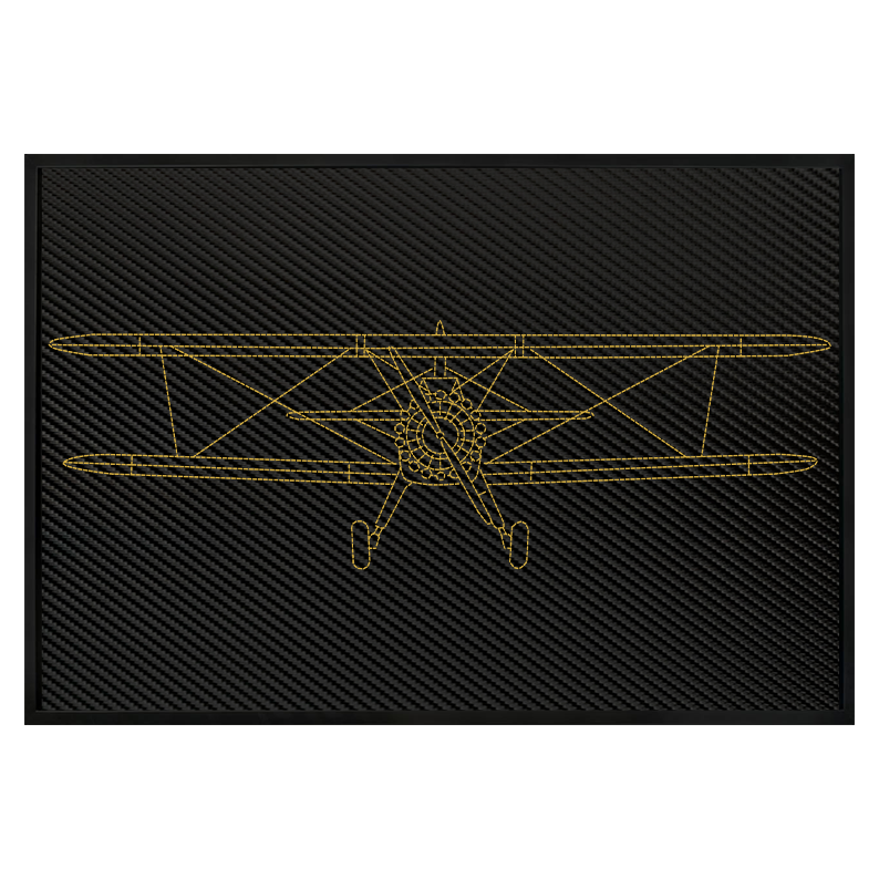 Carbon Leather Stearman Front Silhouette Inspired Wall Art: Embroidered Stitch