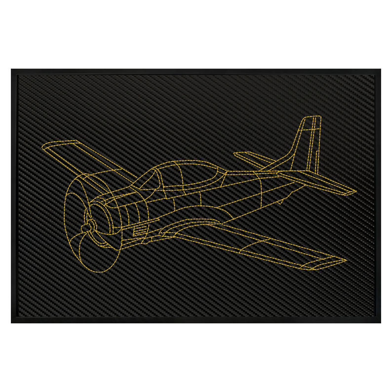 Carbon Leather T-28 Trojan Inspired Wall Art: Embroidered Stitch