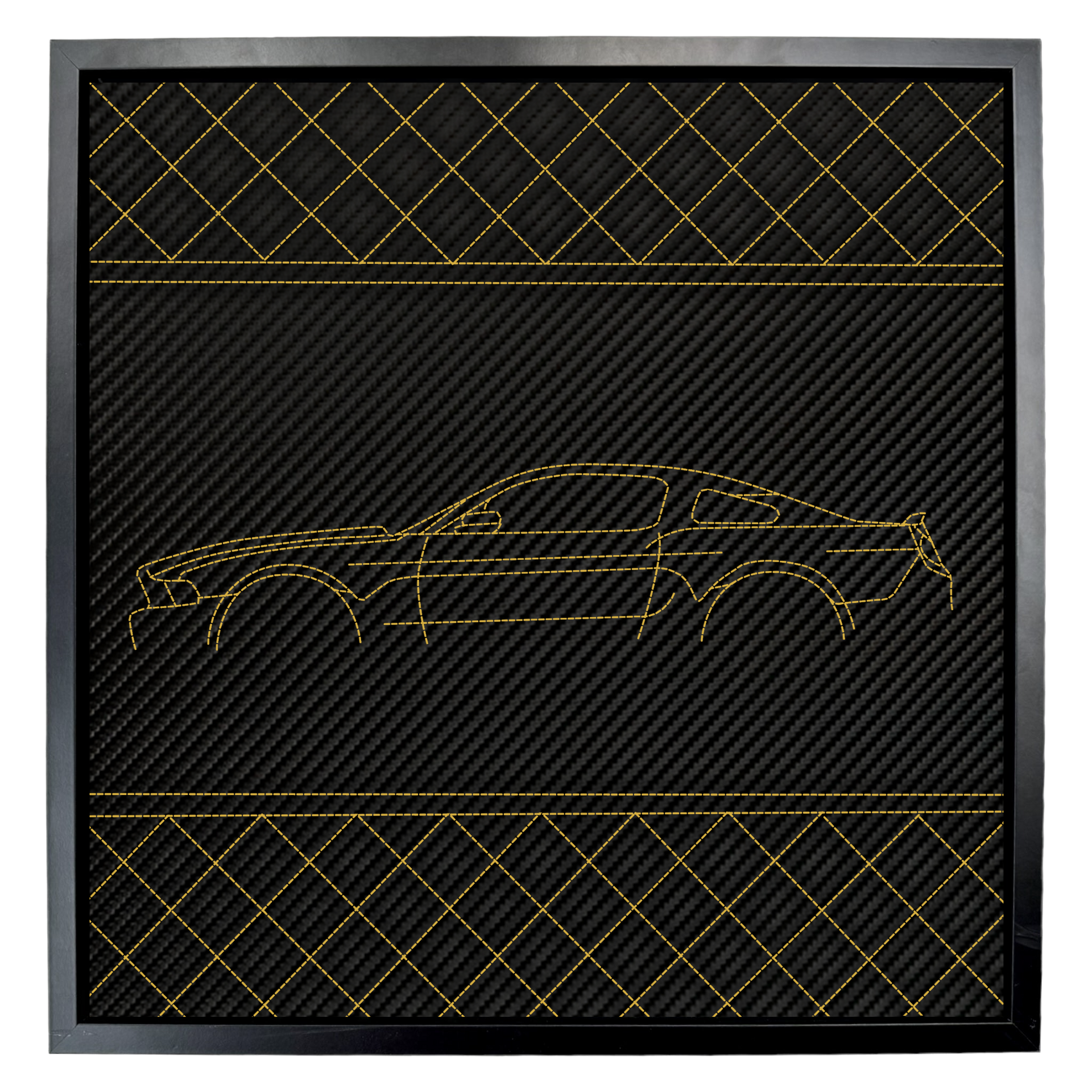 Carbon Leather Shelby GT500 Inspired Wall Art: Embroidered Stitch Luxury Decor